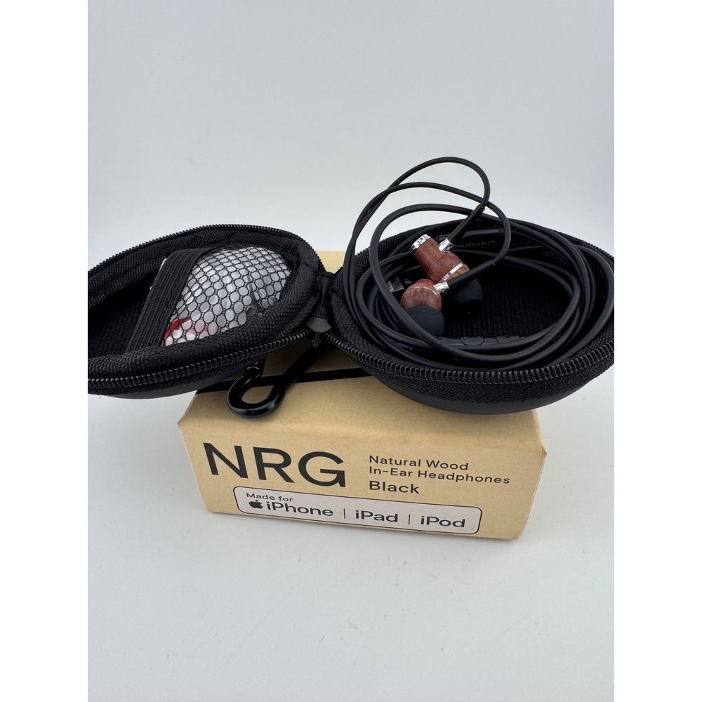 SYMPHONIZED NRG Natural Wood In Ear Headphones Black Made for‎ iPhone iPad iPod